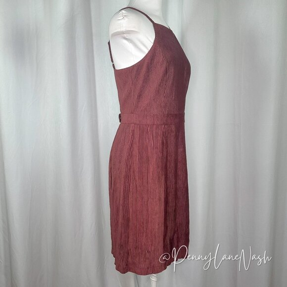 Sugar + Lips High Neck Corduroy Mini Dress Red - Picture 3 of 10